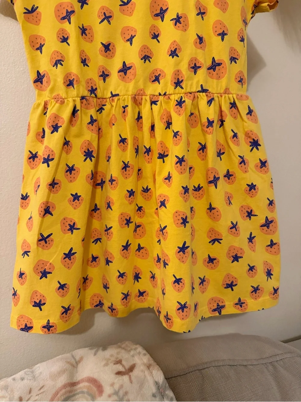 Tea Collection Girls Yellow Strawberry Print Tunic Dress Size 6